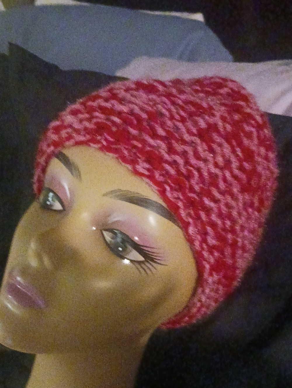 Red Knit Beanie Hat - Women